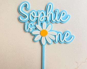 Personalised Daisy Cake Topper, Custom Name Cake Topper, Double Layer Cake Topper, Daisy Cake Topper, Is One Cake Topper