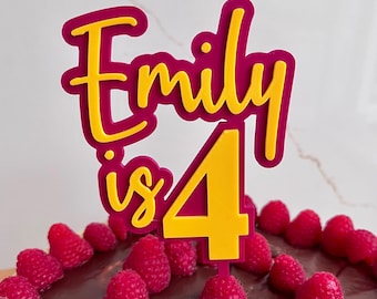Personalised Cake Topper, Name Age Cake Topper, Birthday Cake Topper, Personalised Party Decor for Birthday, Anniversary, Engagement Mr Mrs