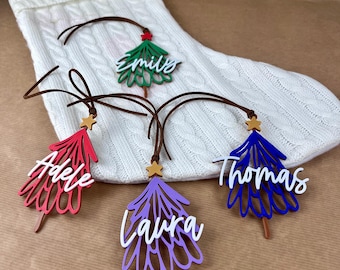 Personalized 3D Christmas Tree Stocking Tag Ornament