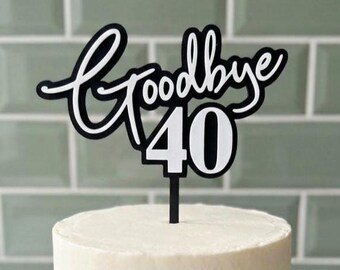 Goodbye Age Cake Topper, Custom Age Cake Topper, Double Layer Cake Topper