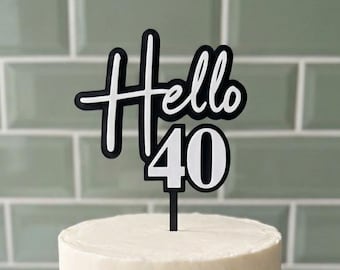 Hello Age Cake Topper, Custom Age Cake Topper, Double Layer Cake Topper, Hello Age Birthday Cake Topper