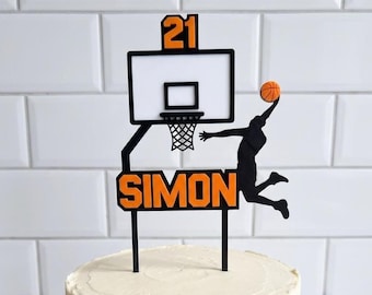 Personalised Basketball Cake Topper, Personalised Double Layer Basketball Cake Topper, 3D Printed Basketball Cake Topper