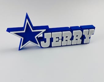 Custom Name Plate with Navy Star | Texas Football Fan Gift | Desk Sign for Football Lovers | Blue Star Name Plaque