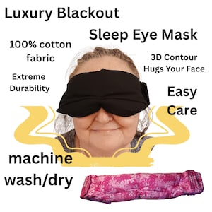 Luxury Washable 3D Contour Blackout Sleep Eye Mask - Adjustable, Machine Wash/Dry, Comfortable Cotton Fabric, Handmade American Quality