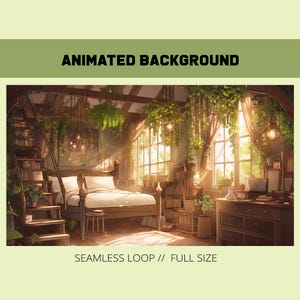 Animated Treehouse background | cottage twitch screen | Vtuber anime background | magical treehouse | cozy stream background