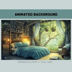 Cozy Treehouse animated stream background | cottage twitch intro | Vtuber anime background | magical treehouse | cozy stream background
