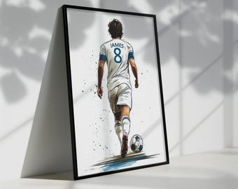 Personalized Football Player Art - Custom Name, Number, and Team Kit Digital Print, Sport Boys Room, Ideal Son Gift, Football Player Gift