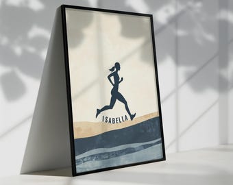 Personalized Female Runner Birthday Gift - Unique Marathon Runner Poster, Custom Running Gift for Friend, Coach - Gifts for Runners