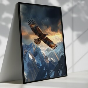 Póster de arte mural con águila real: aves rapaces vintage imprimibles para decoración de vida silvestre y regalo para amantes de las aves: ilustración artística de aves voladoras