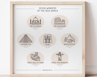 Seven Wonders of the World Bucket List Poster
