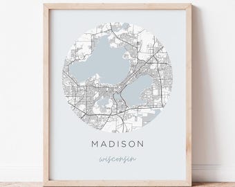 Plakat z mapą Madison w Wisconsin