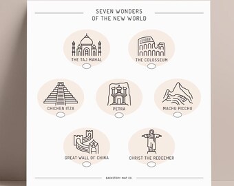 Seven Wonders of the World Bucket List Poster