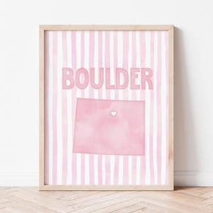 Boulder Colorado Poster · Boulder Colorado Pink Pastel Wall Art