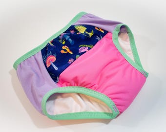 Majestic Mushrooms Cloth Training Pants 3T-4T | Waterproof PUL, Absorbent ZORB