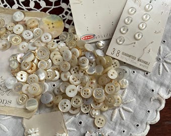 Lot Tiny White Buttons Hundreds …SO Sweet