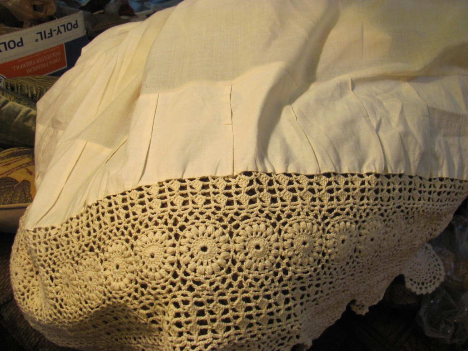 VINTage Style Ivory/Ecru Crochet Bed Skirt/Dust Ruffle Shabby Etsy