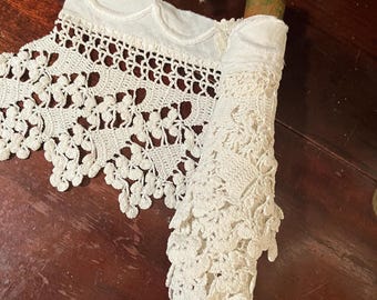 Wooden Spool with Antique Wide Cluny type Lace on it.....Stage it.