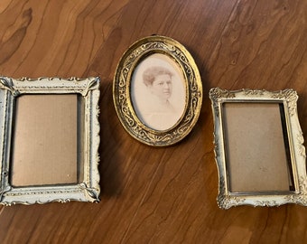 3  Vintage Antique Picture Frames, 2 Beveled, 1 Italian Gold.