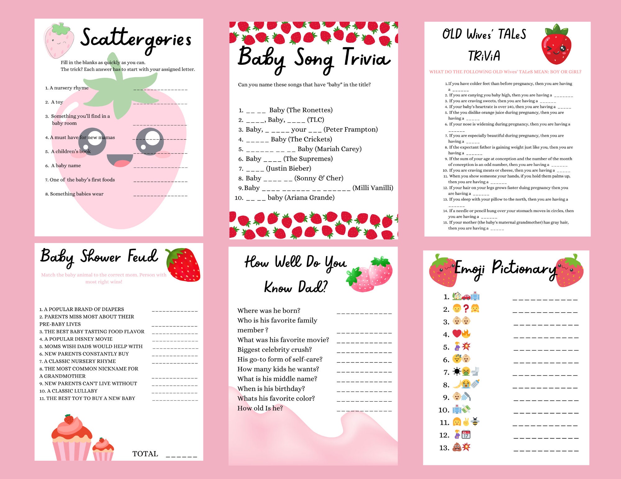 Strawberry Baby Shower Games, Strawberry Themed Games, A Berry Sweet ...