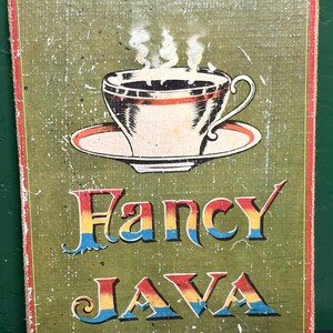 Rustic Coffee Wall Art Sign – “Fancy Java” Burlap Kitchen Decor, Vintage-Style Coffee Bar Accent