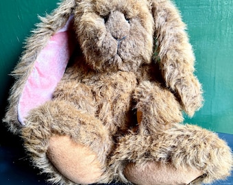 Bunny Rabbit Plush – Shaggy Brown, Poseable Neck, Heirloom Style