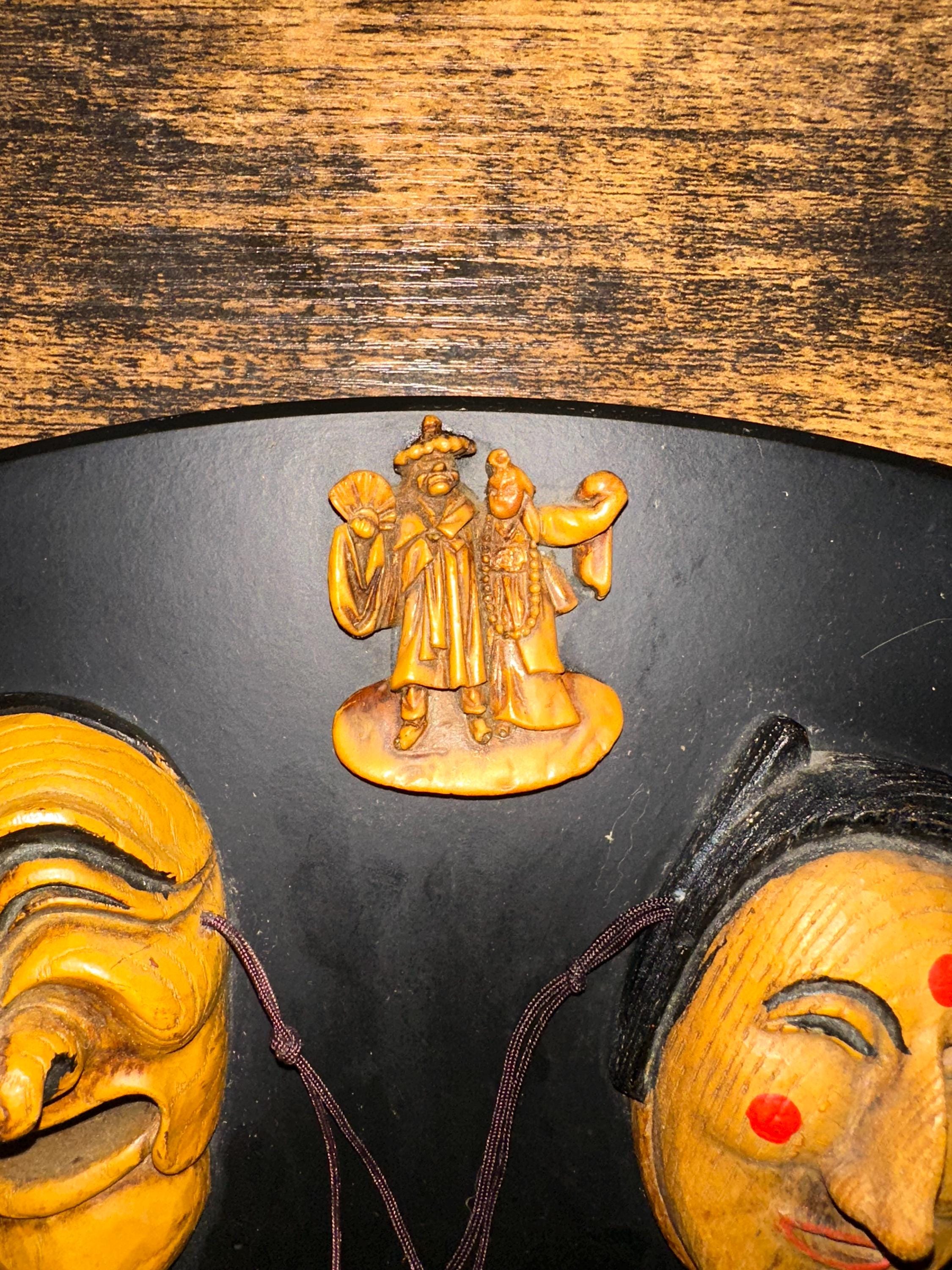 Vintage Korean Mask Wall Art: Hand-carved Yangban & Bune Talchum