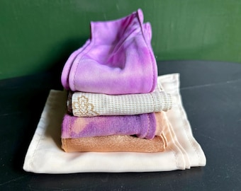 Upcycled Fabric Headbands Bundle, Boho Hair Wraps, Neutral Purple Tones, Eco Accessories