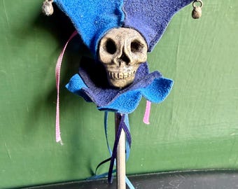 Handmade Skull Jester Pin Brooch