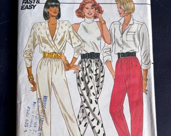Vintage 1980s Butterick Pants Sewing Pattern | Elastic Waist, Misses 12-16