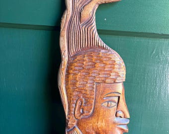 African Wall Art, Tribal Face Sculpture, Boho Decor