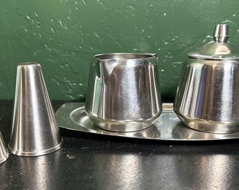 Vintage Oneida 18/8 Stainless Steel Coffee & Tea Set – Mid-Century Modern Barware