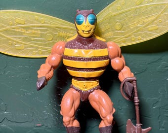 Vintage Buzz-Off MOTU Figure  w/ Wings & Axe - He-Man 1980s Action Figure