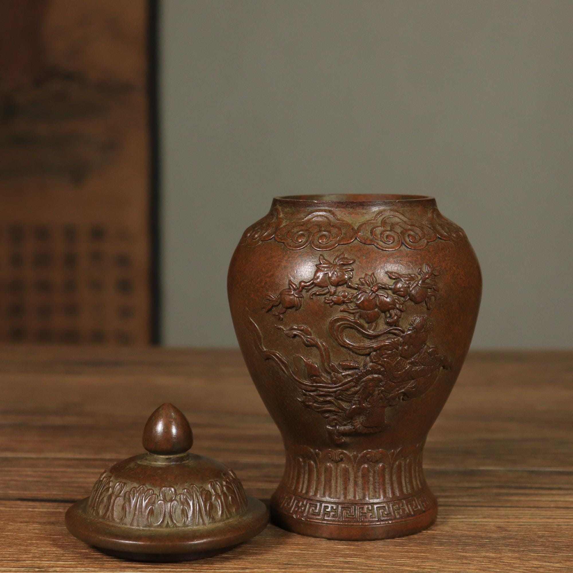 古代青銅製将軍壺：康熙様式蓋付壺 - Etsy 日本