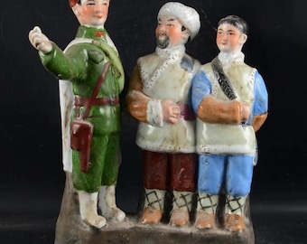 Conjunto de figuras de porcelana china vintage, escultura de cerámica de Mao de la era de la Revolución Cultural, decoración coleccionable