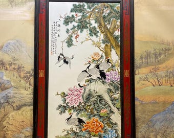 絵画2枚　年代物　希少 2 Big FRAMED JAPANESE Prints,each 31x13,vintage Copies of