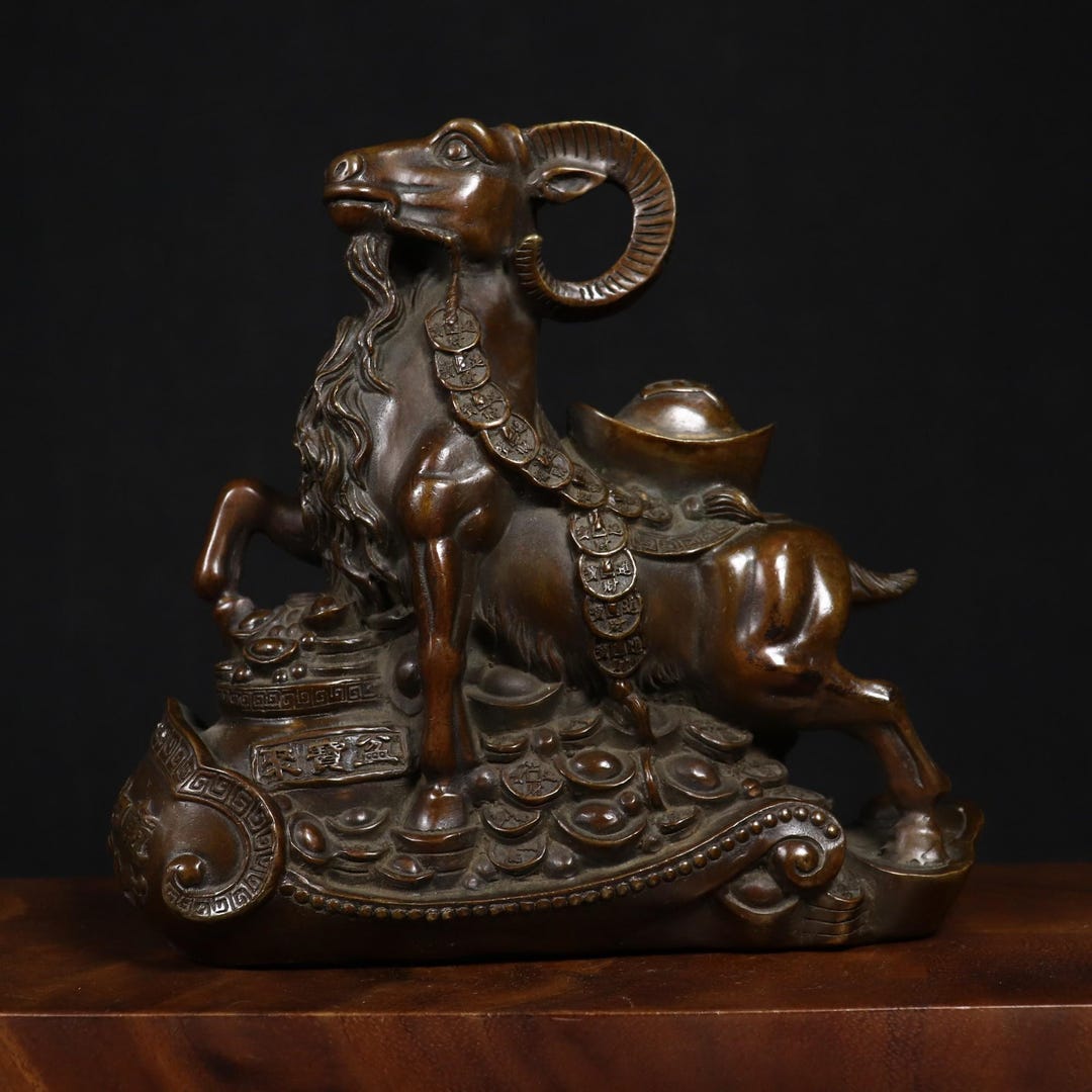 Copper Sheep Statue: Chinese Zodiac Year of Success Ornament - Etsy