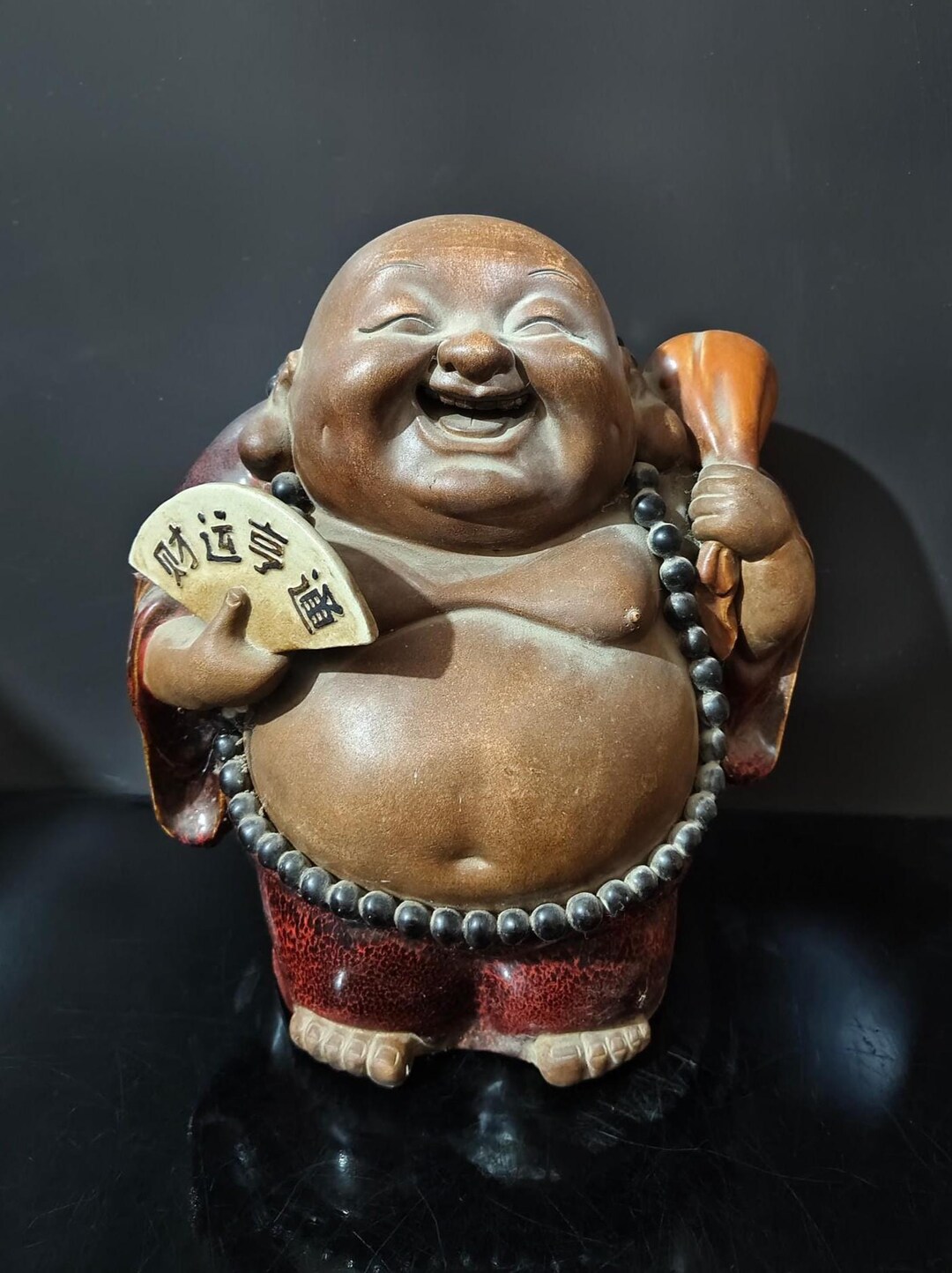 骨董品 石湾笑い仏像：中国陶器の扇付きブダイ - Etsy 日本