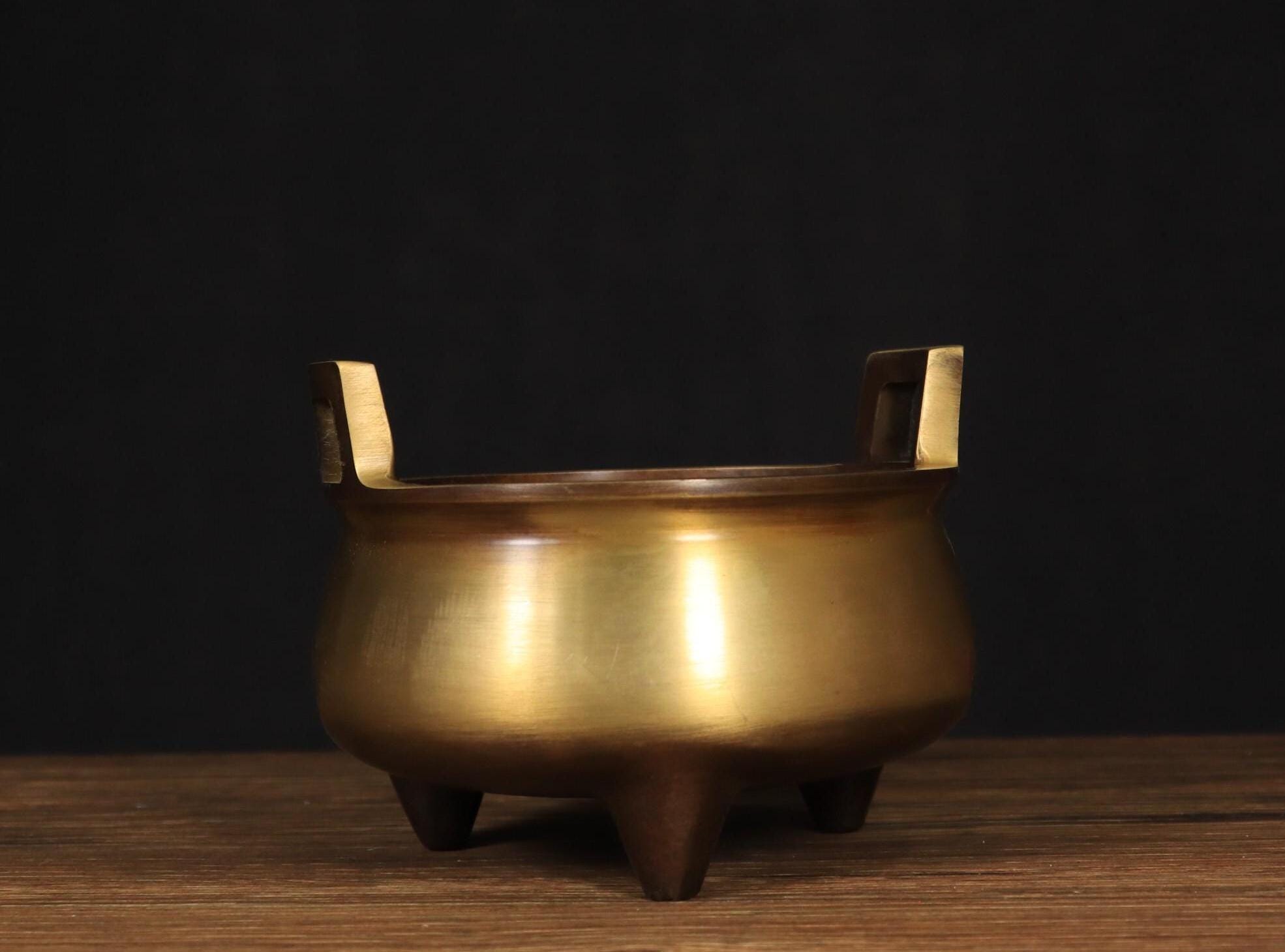 時代物「斑紫銅（はんしどう）壽字蓋三足香炉」（青銅製　祥堂？作） 時代物「斑紫銅（はんしどう）壽字蓋三足香炉」（青銅製 祥