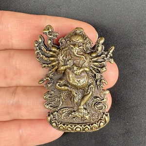 Tibetan Elephant-Headed Ganapati Statue – Wrathful Ganesha Deity – Obstacle Remover Amulet – Bronze Buddhist Altar Protector