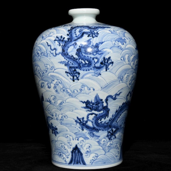 龍の花瓶、 白龍の花瓶 中国花瓶 刻印あり 白磁 花瓶 中国 セット 龍