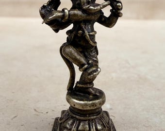 Zabytkowa mosiężna figurka Ganesha, hinduski amulet boga słonia, mały talizman ochronny, duchowa miniaturowa figurka