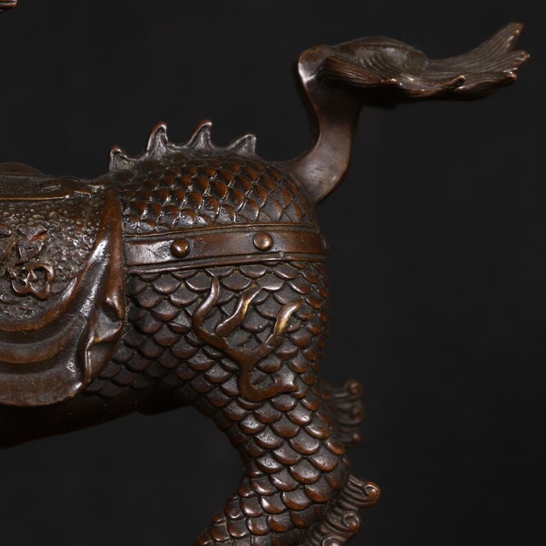 Old Chinese Miao Silver Qilin Beast Head Ring – Kylin Jewelry, 2.5cm