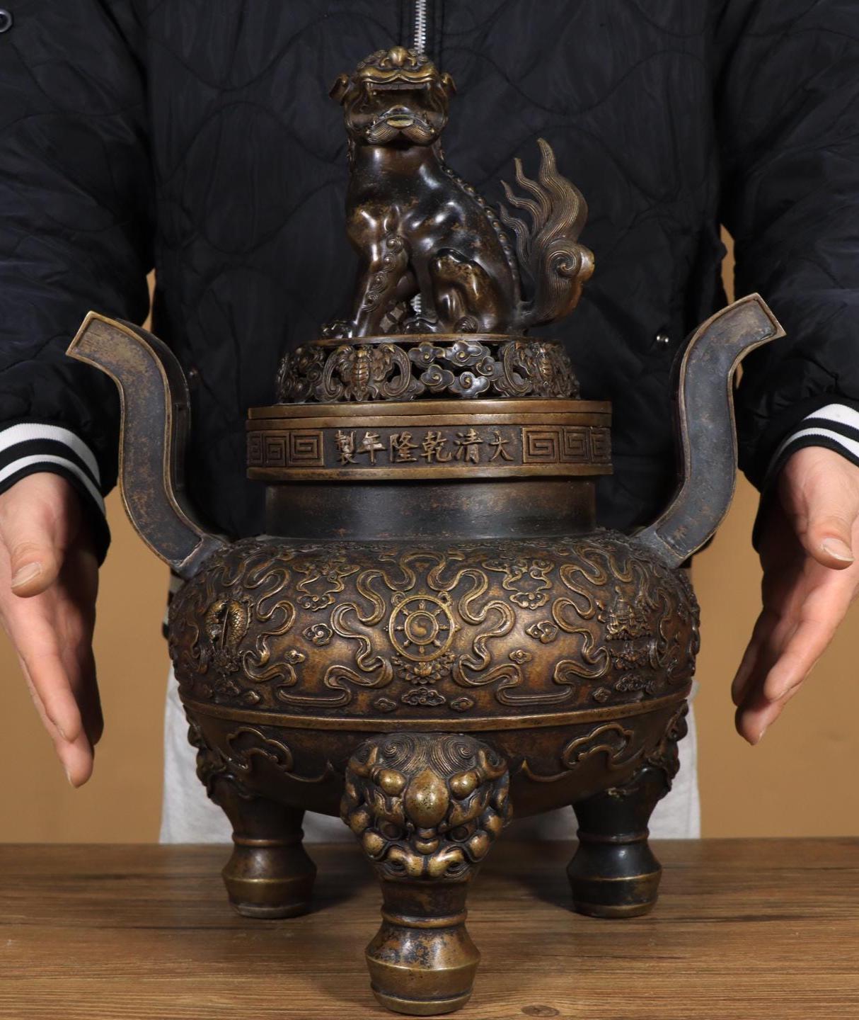 アンティーク中国青銅香炉｜芙蓉獅子のフィニアル、三脚香炉 - Etsy 日本