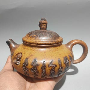 Yixing Zisha Teapot Buddha Lid Zen Style Chinese Gongfu Tea Pot  Rustic Spiritual Teaware