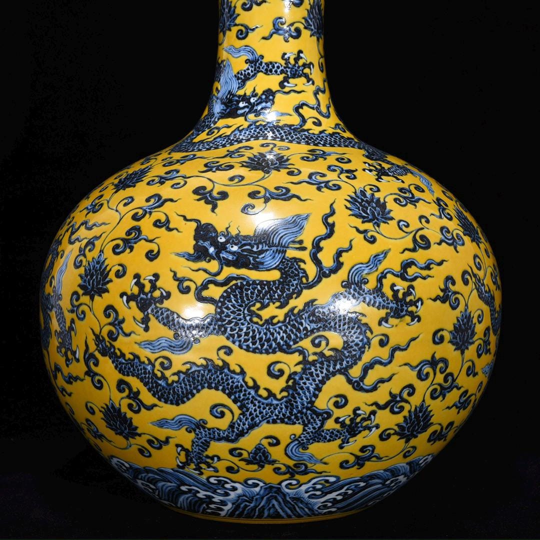 明宣徳様式の龍花瓶：中国のアンティーク磁器コレクション - Etsy 日本
