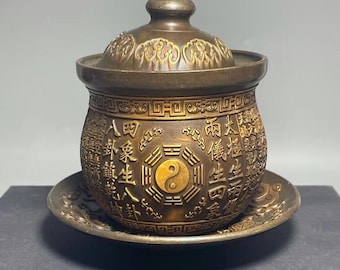 アンティークの金箔銅製龍と鳳凰の花瓶 - 中国風インテリア装飾品ペア