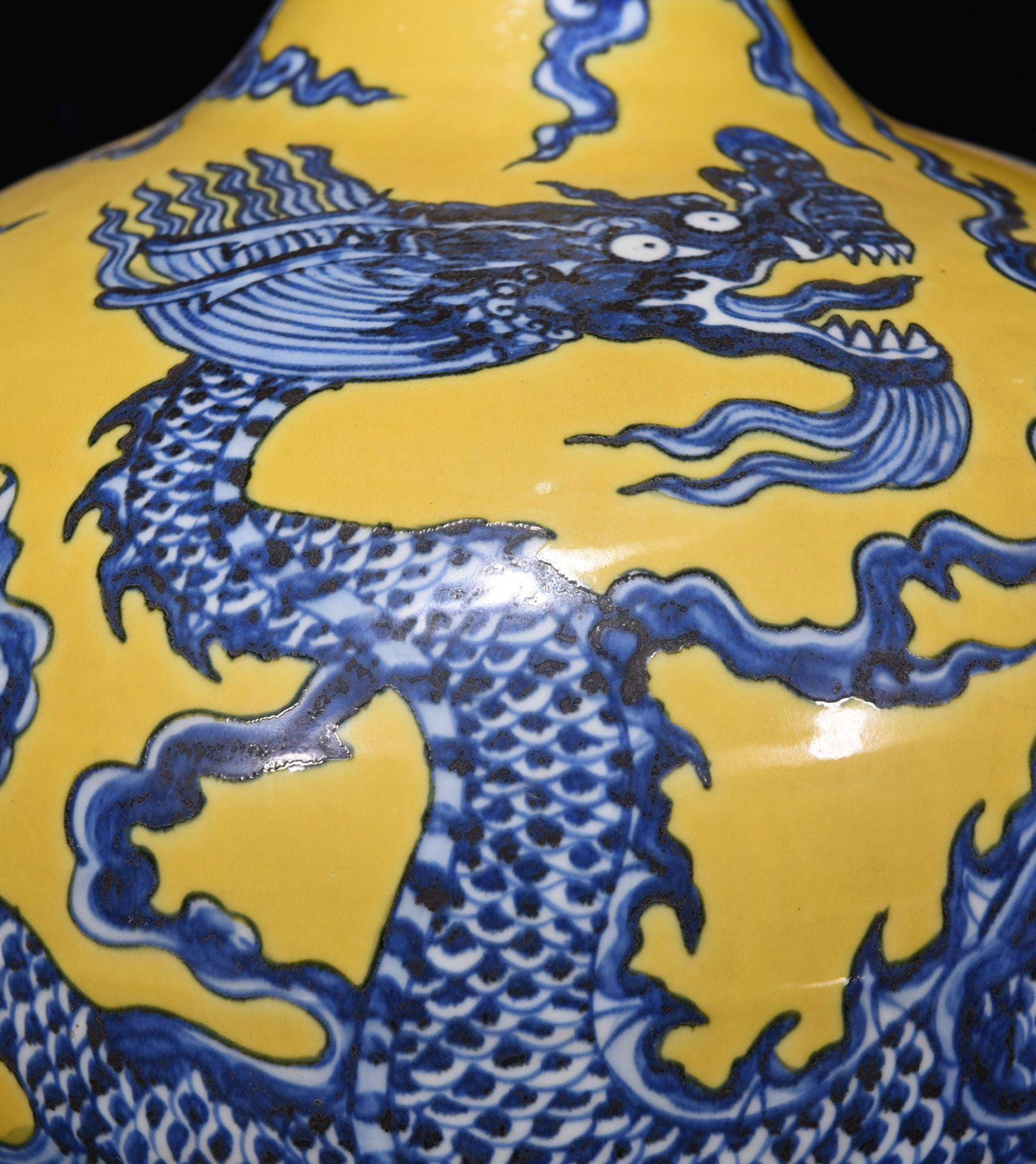 中国アンティーク龍文天秋瓶：黄地青白磁壺一対 - Etsy 日本
