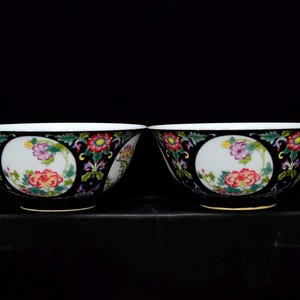 Chinese Antique Yongzheng Mark Famille Rose Bowls – Hand-painted Enamel Floral & Bird Design, Gilded Porcelain,Marriage or housewarming gift