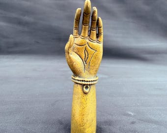 Main de Bouddha en laiton Abhaya Mudra Sculpture Protection spirituelle Bénédiction Décor
