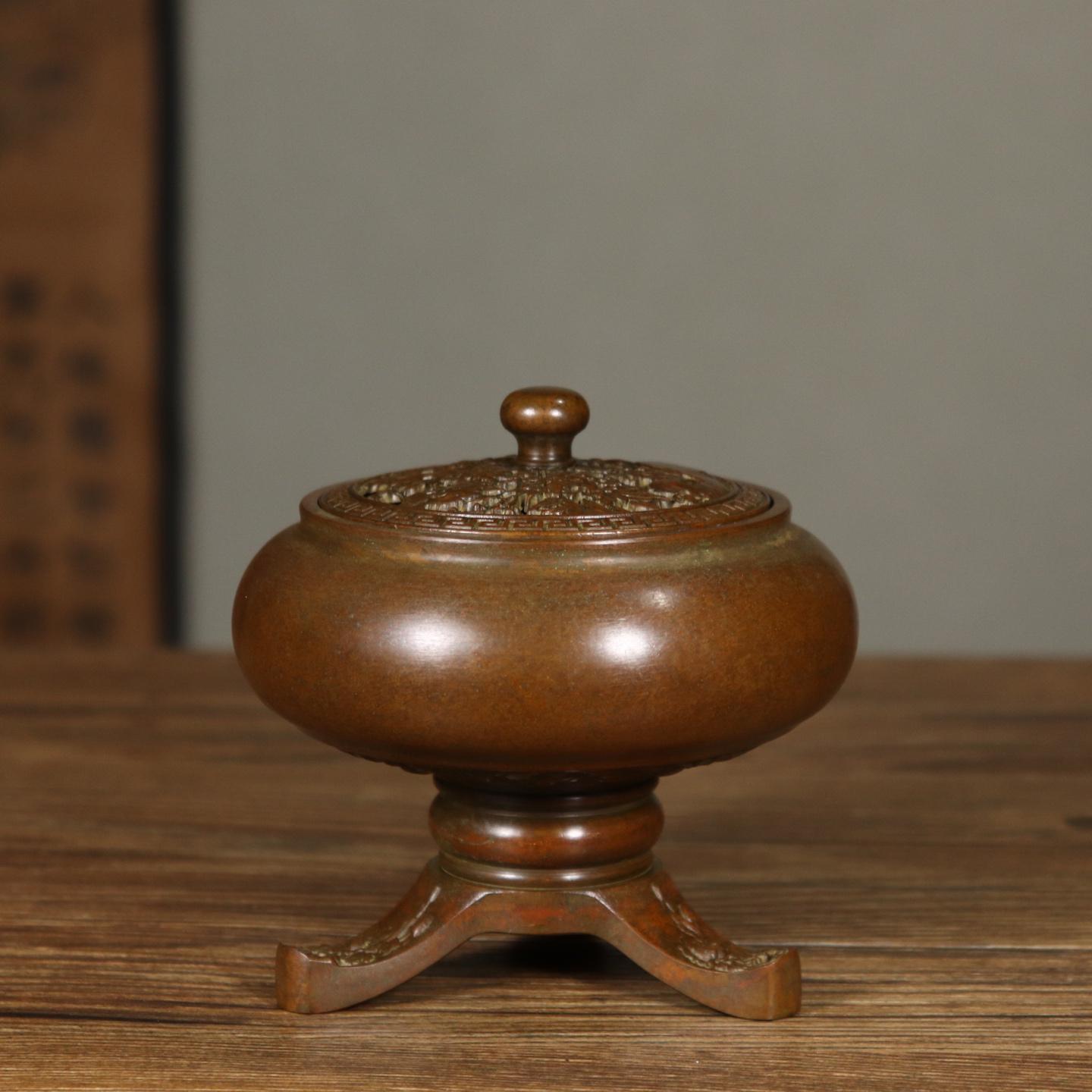 アンティーク真鍮製香炉：中国風梅花模様、コレクター向け品質 - Etsy 日本